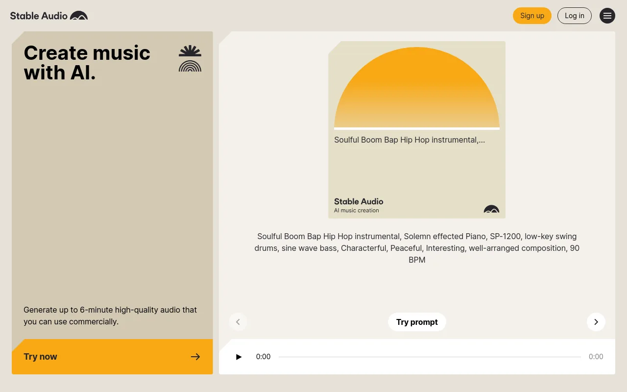 The Stable Audio generation interface