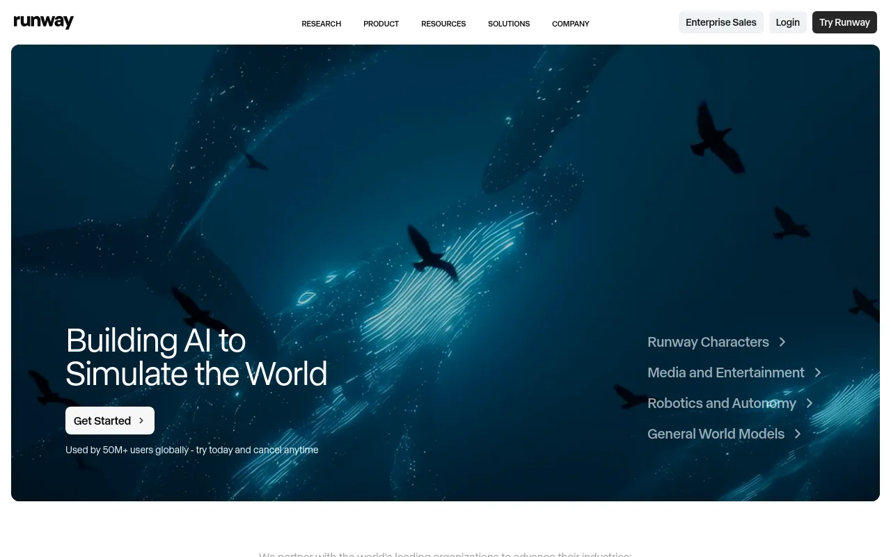 The Runway landing page