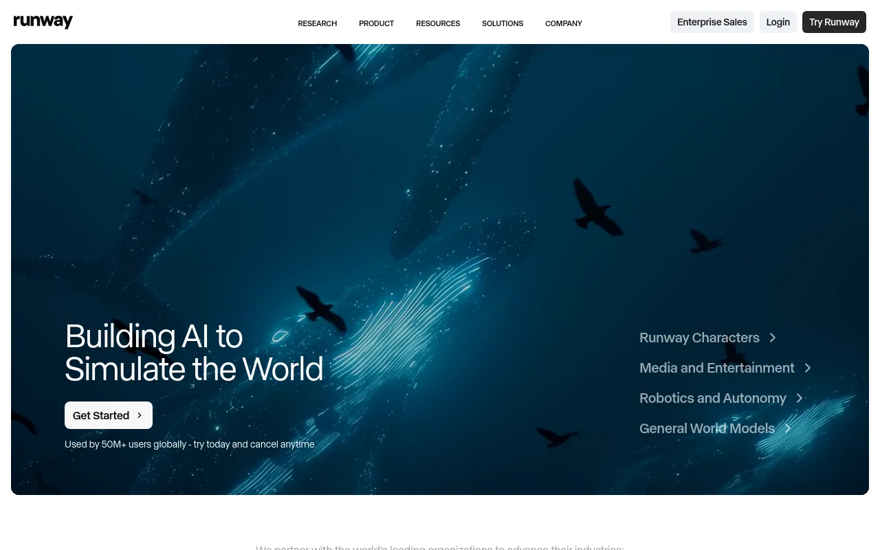 The Runway text-to-video generation site