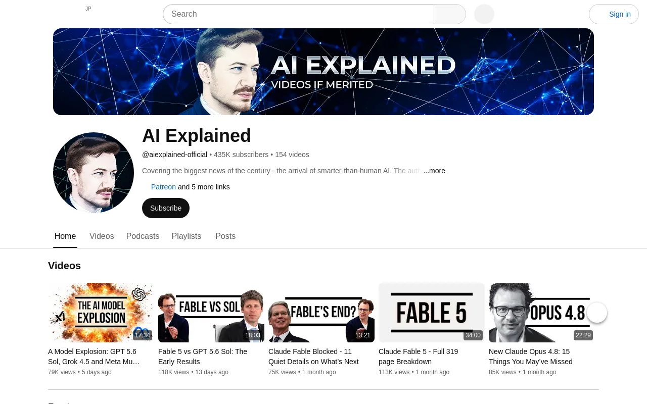 The AI Explained channel on YouTube