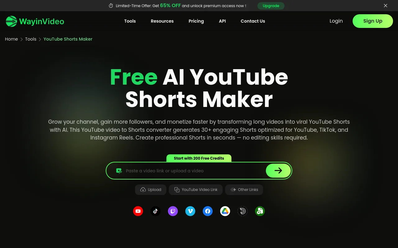 The WayinVideo YouTube Shorts maker that clips long-form video