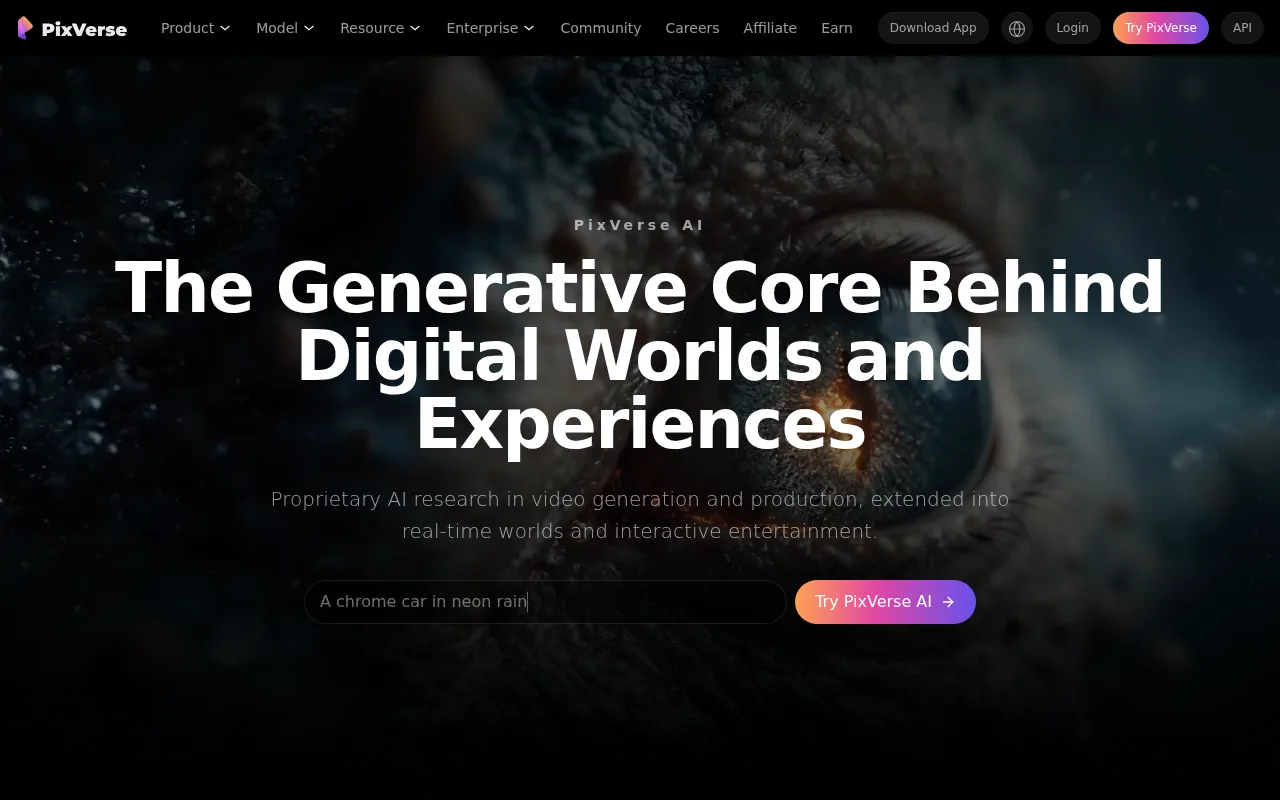 The PixVerse AI video generator homepage