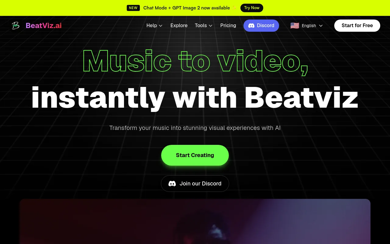 The BeatViz AI homepage