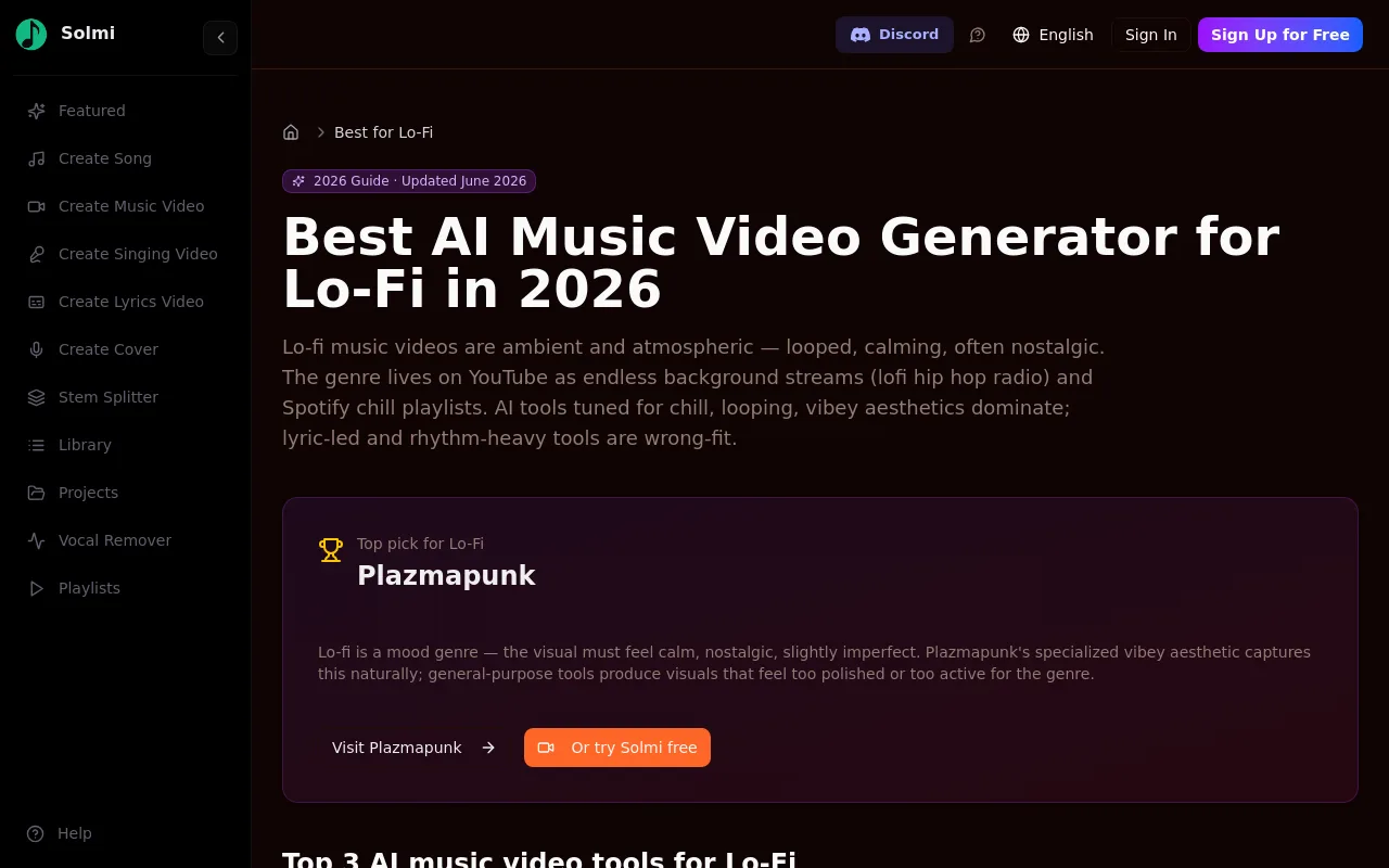 The Solmi lofi visuals page