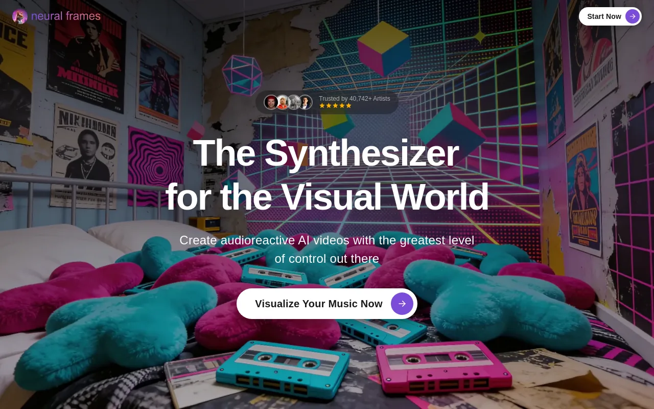 The Neural Frames AI animation generator homepage