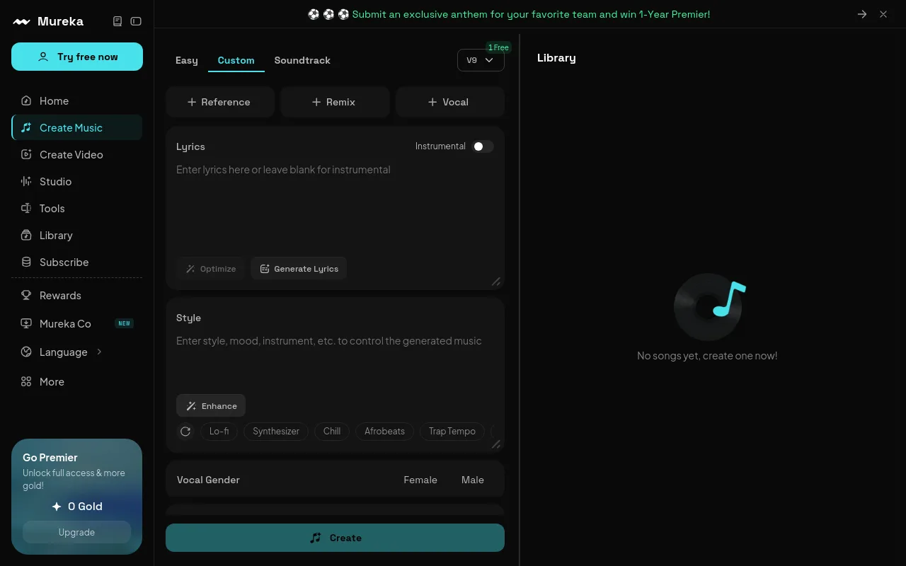 The Mureka AI music generator homepage