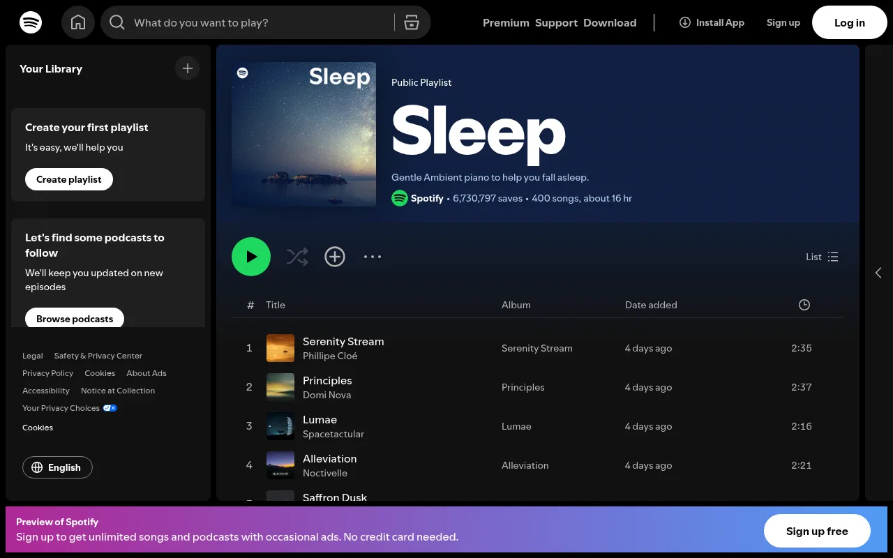 Spotify's own Sleep playlist