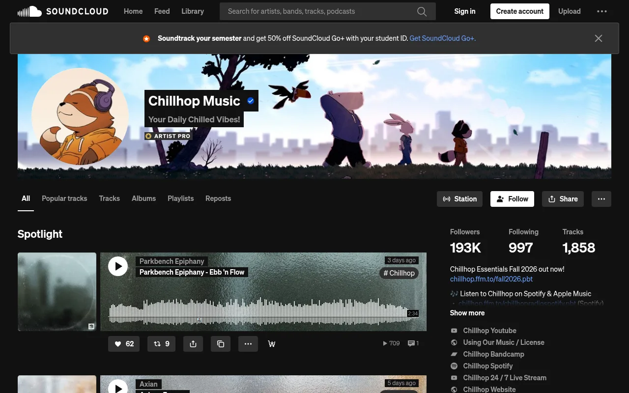 The Chillhop Music profile on SoundCloud