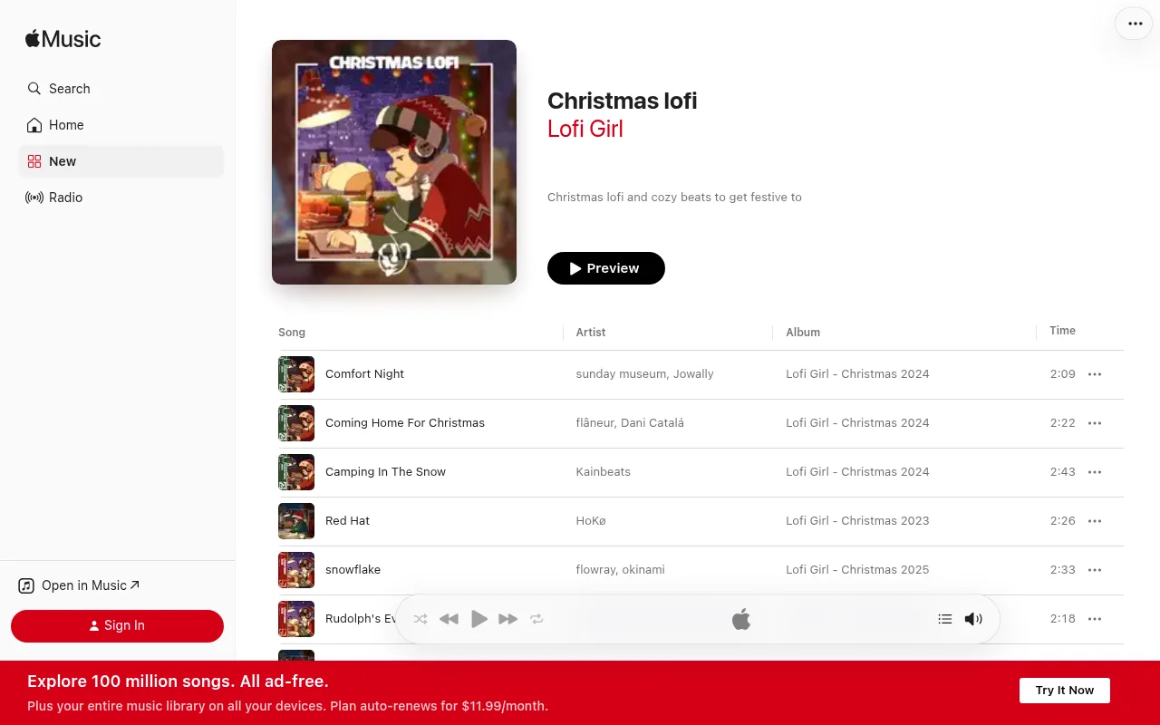 Lofi Girl's Christmas lofi playlist on Apple Music