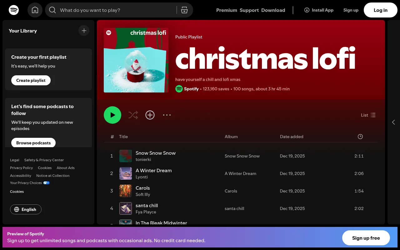 Spotify's christmas lofi playlist