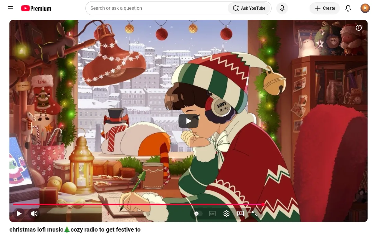 Lofi Girl's 24/7 Christmas lofi radio on YouTube