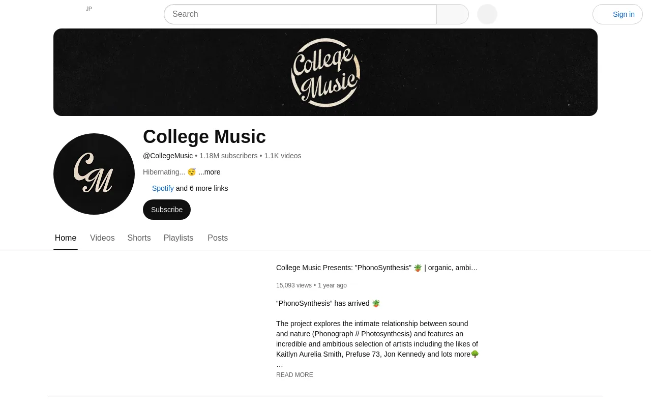 The College Music YouTube channel