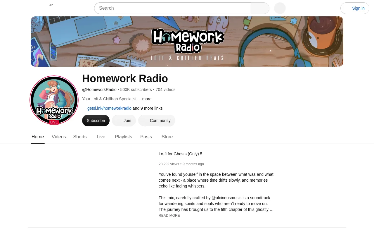 The Homework Radio YouTube channel