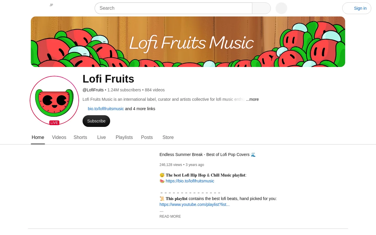 The Lofi Fruits YouTube channel