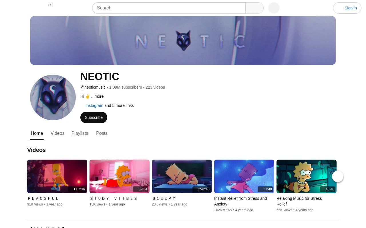 The NEOTIC YouTube channel