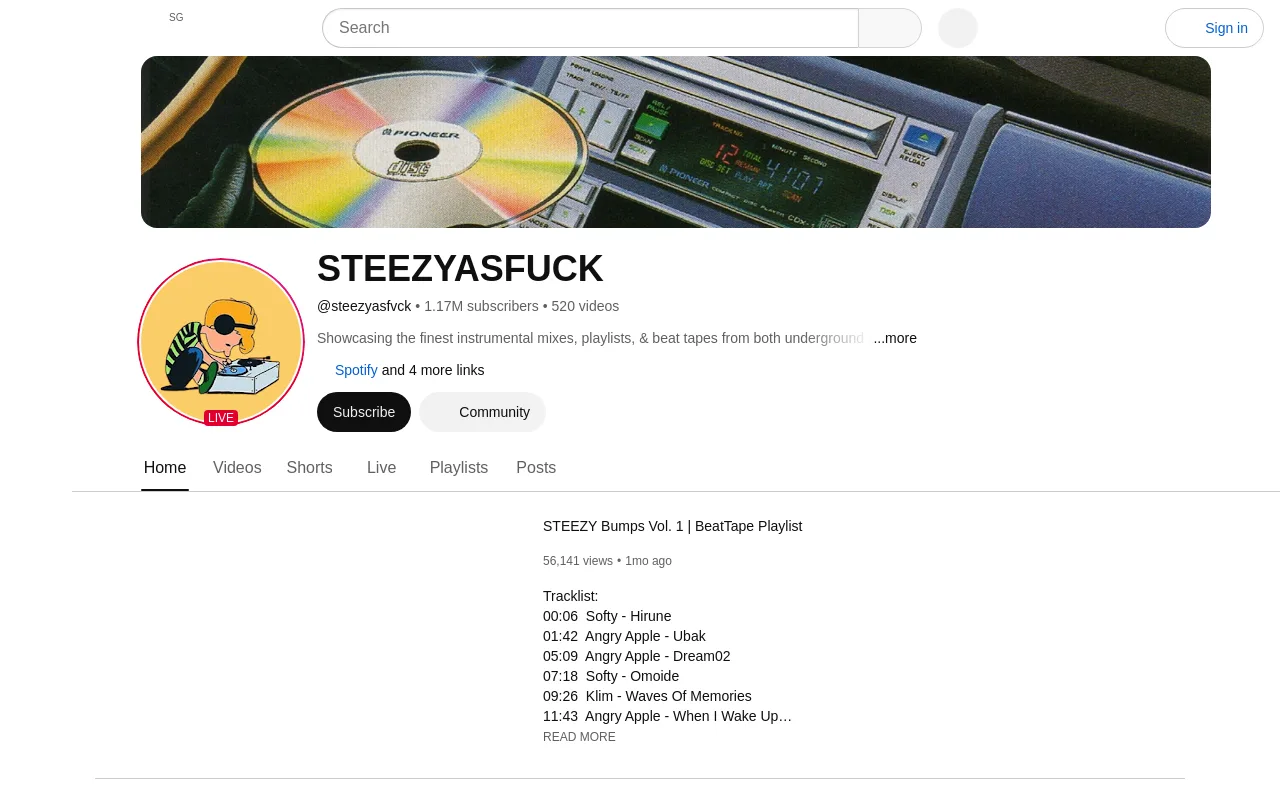 The STEEZYASFUCK YouTube channel