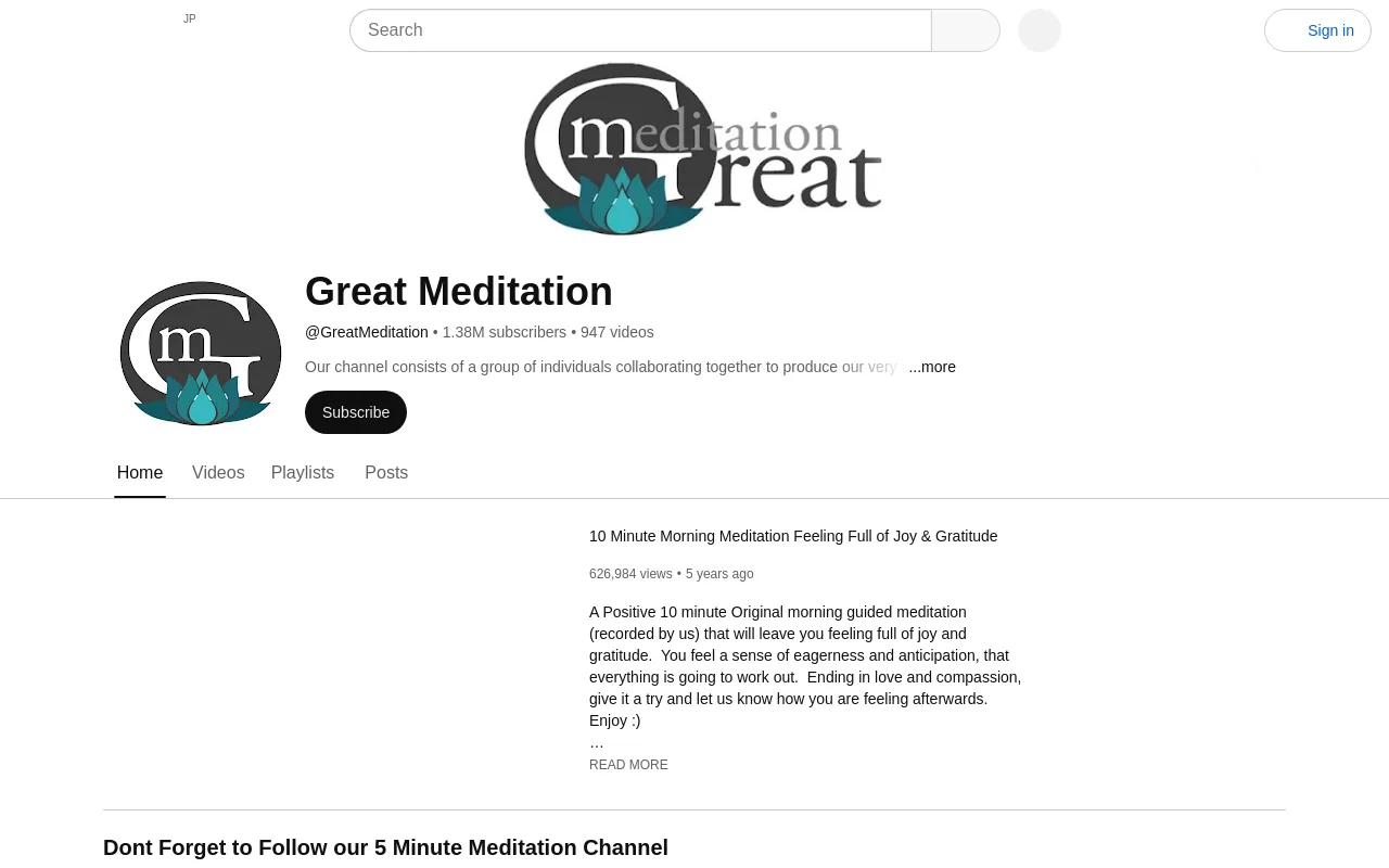 The Great Meditation YouTube channel