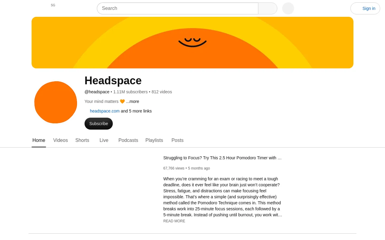 The Headspace YouTube channel