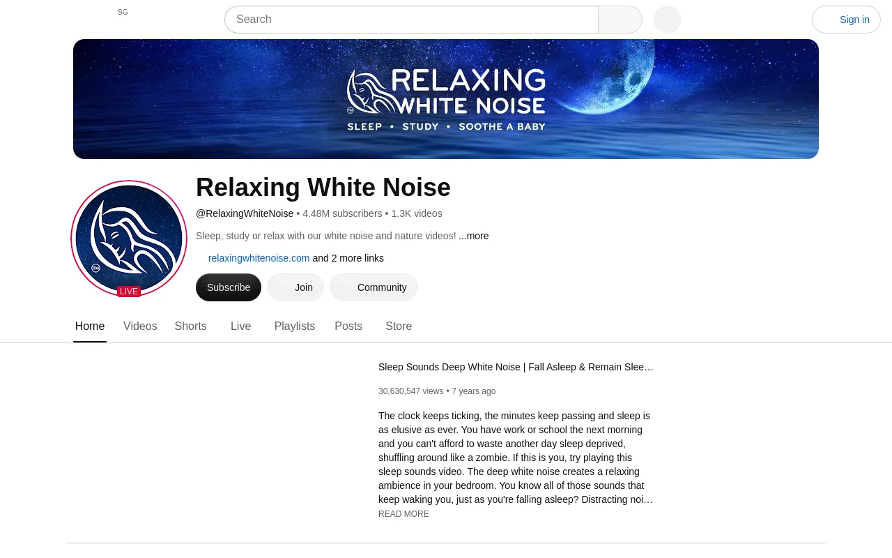 The Relaxing White Noise YouTube channel and its rain and nature videos