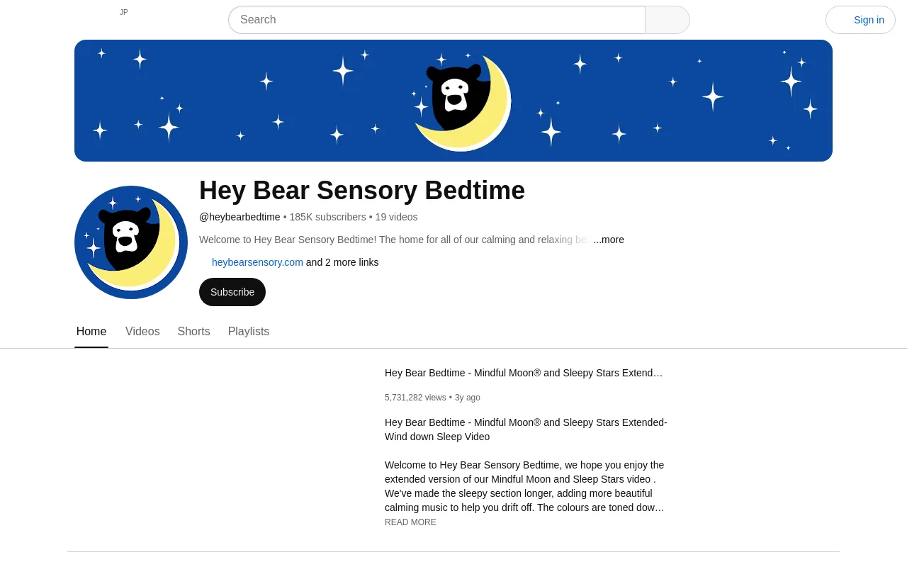 The Hey Bear Sensory Bedtime YouTube channel
