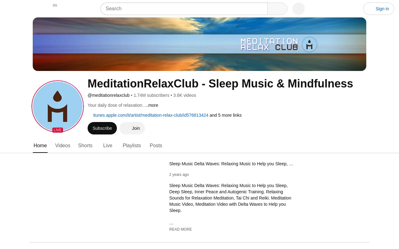 The MeditationRelaxClub YouTube channel