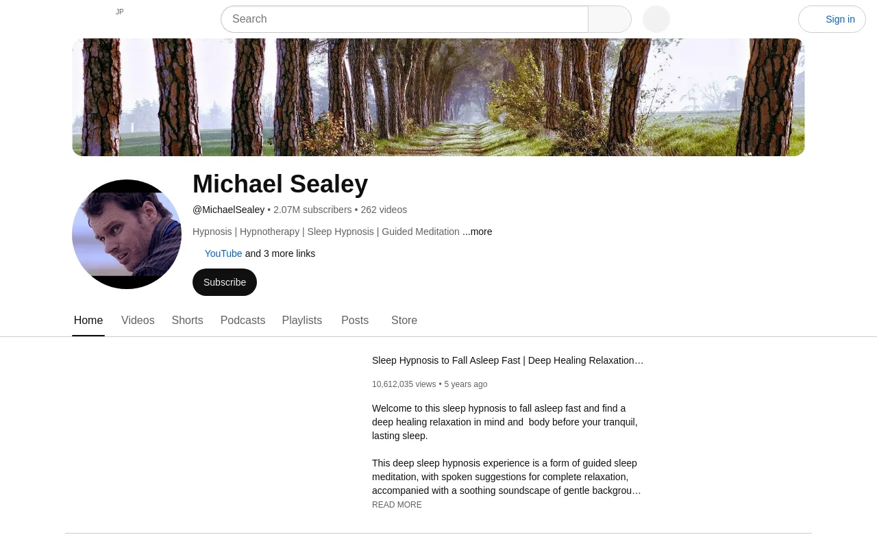 The Michael Sealey sleep hypnosis YouTube channel