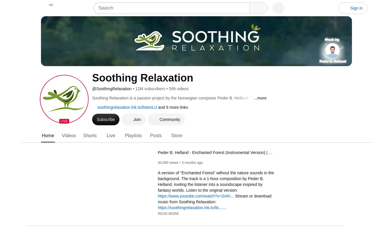 The Soothing Relaxation YouTube channel