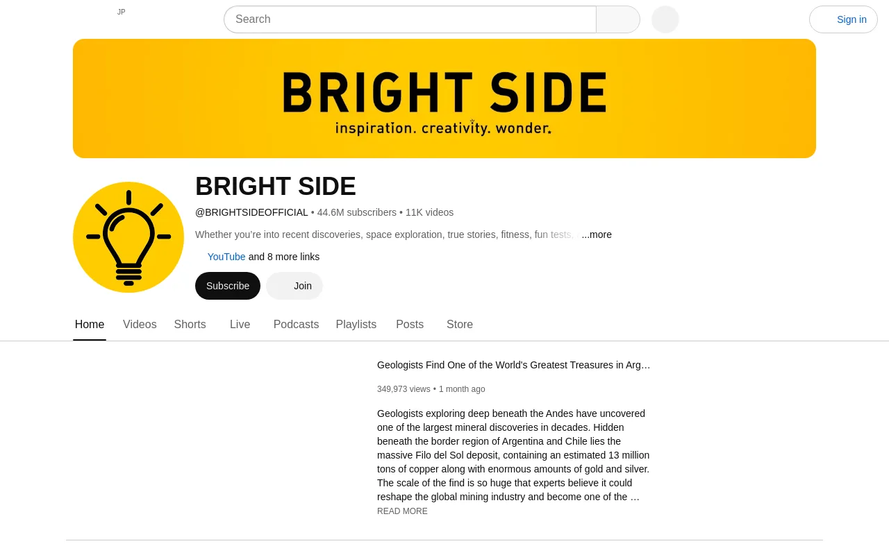 The BRIGHT SIDE channel on YouTube