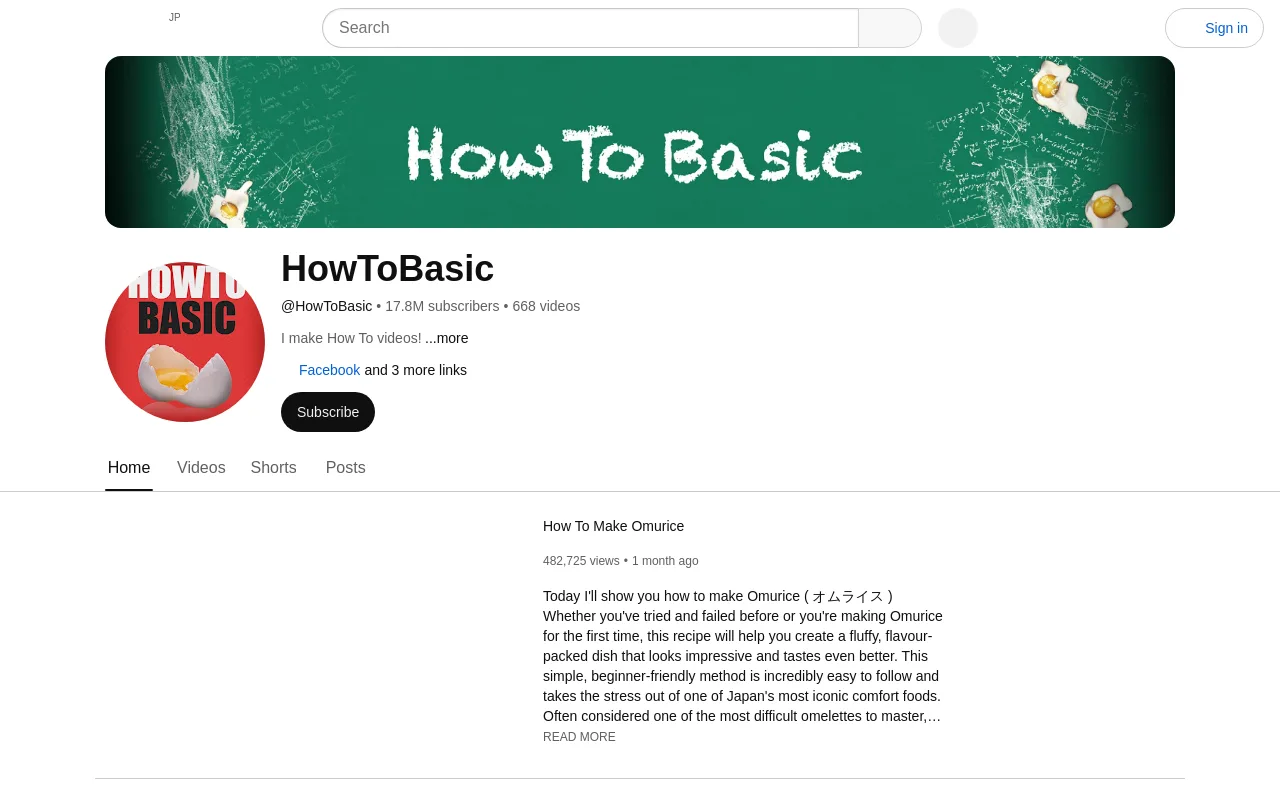 The HowToBasic channel on YouTube