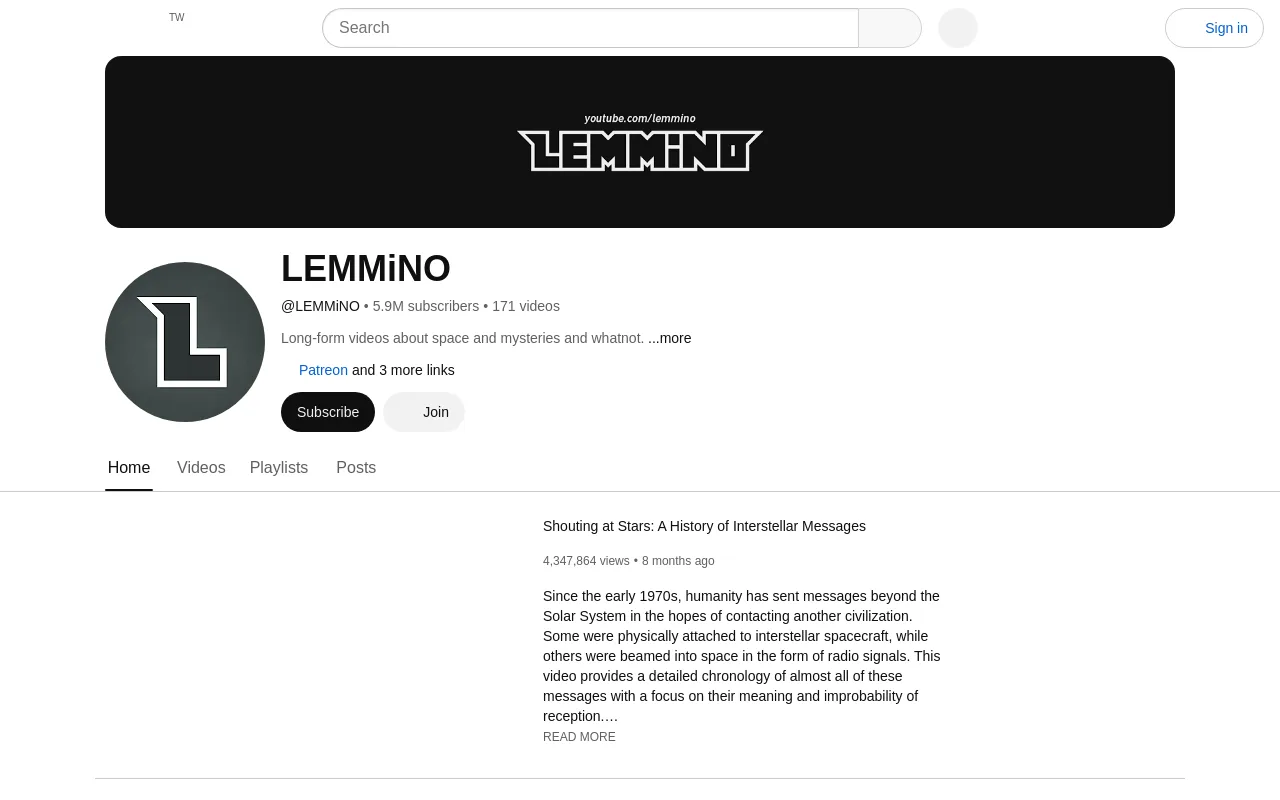 The LEMMiNO channel on YouTube