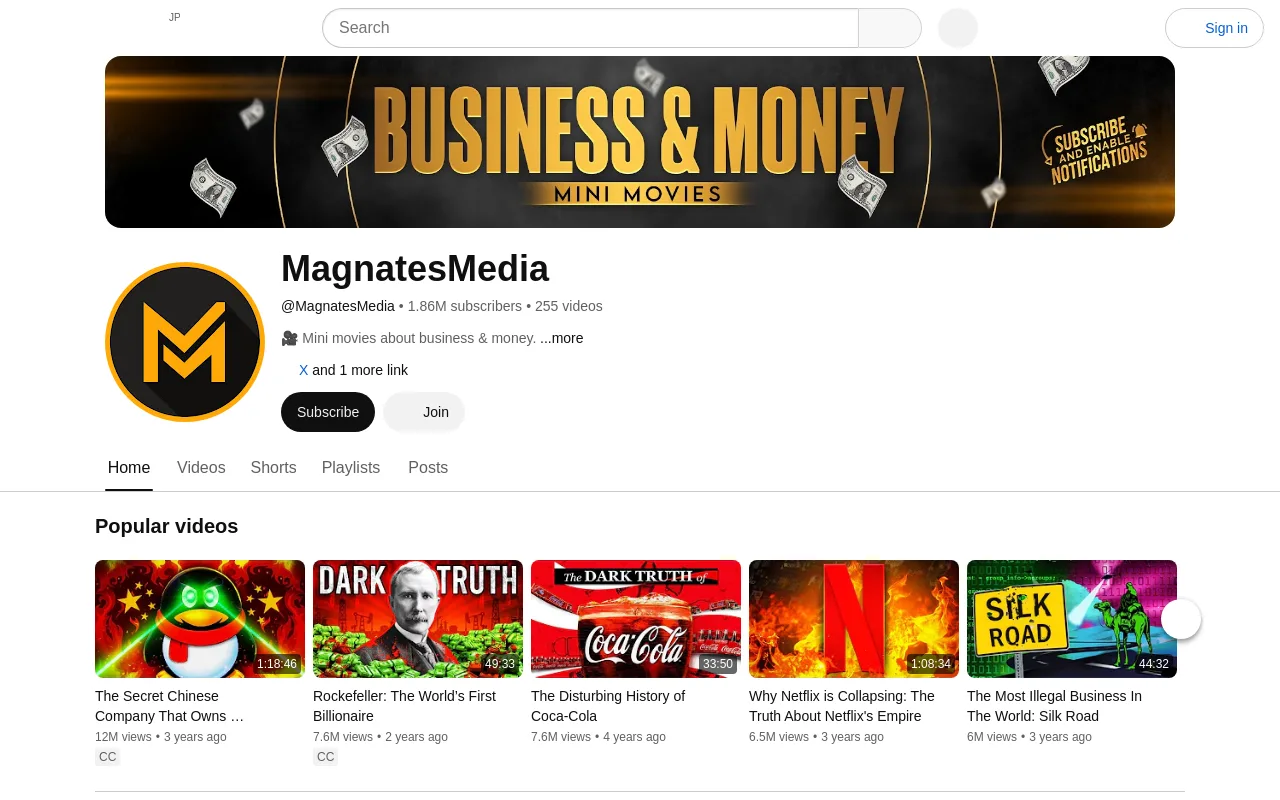 The MagnatesMedia channel on YouTube