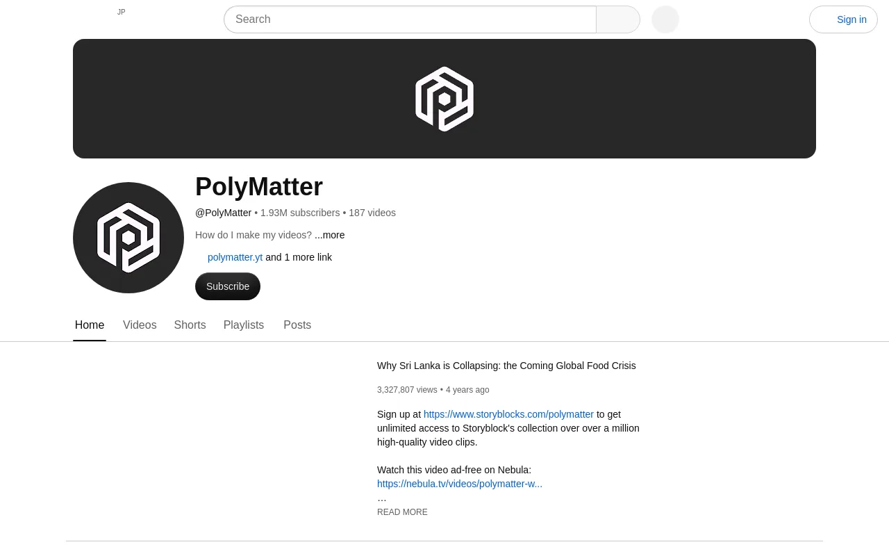 The PolyMatter channel on YouTube