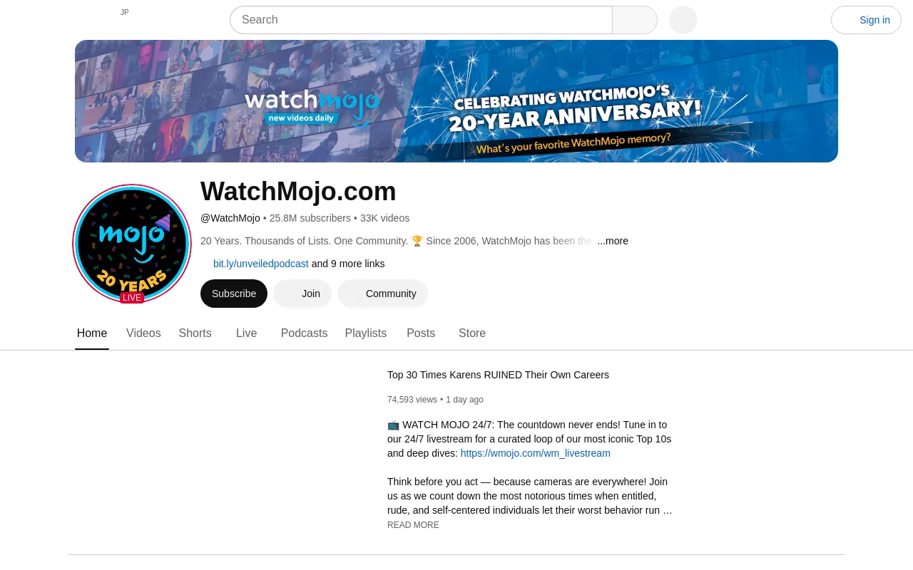 The WatchMojo channel on YouTube