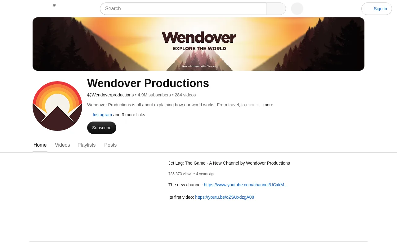 The Wendover Productions channel on YouTube